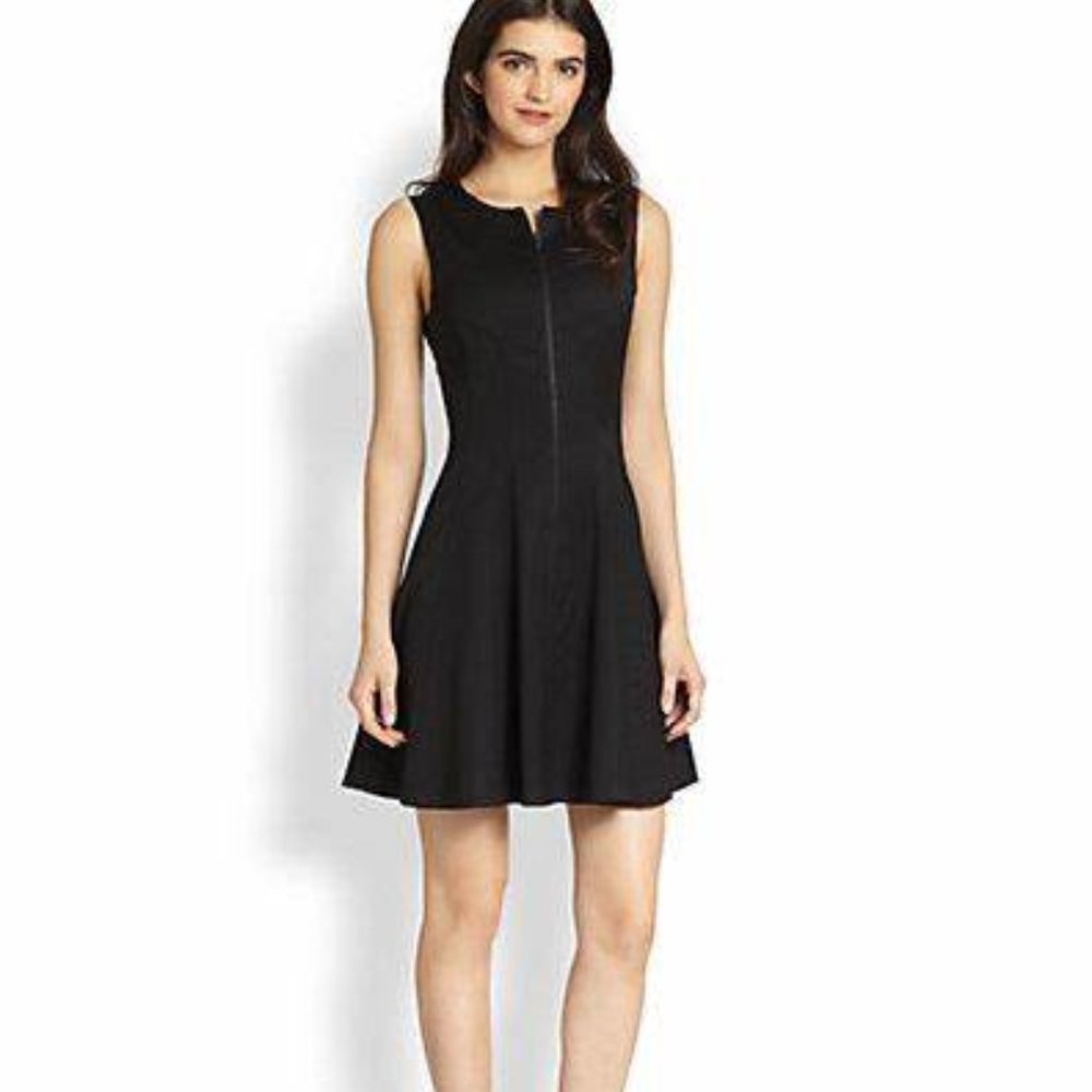 THEORY Bonbi Front-Zip Flared Dress